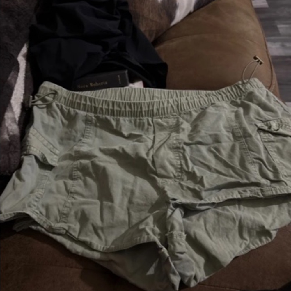Light Sage Utility Pocket Drawstring Shorts
